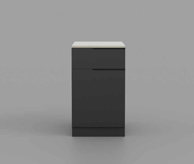 Forge Outdoor Door and Drawer Cabinet FO-DD633-LH, 633mm, drawer over door in Forge Black with cream sintered stone top
