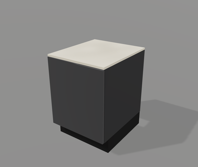 Forge Outdoor Refuse Cabinet FO-R633, 633mm, single door in Forge Black with cream sintered stone top