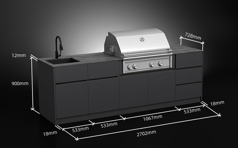 Compact Series 2.7m | BBQ 91cm+Sink+Bin