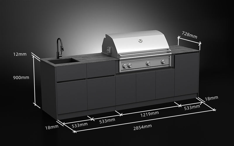 Compact Series 2.85m | BBQ 120cm+Sink+Bin