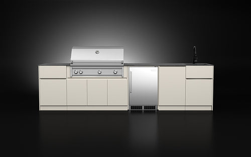 Forge Outdoor Compact 3.5m straight-run aluminium outdoor kitchen with fridge bay in alternative colour