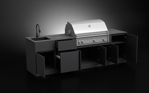 Forge Outdoor Compact 2.85m straight-run aluminium outdoor kitchen in alternative colour