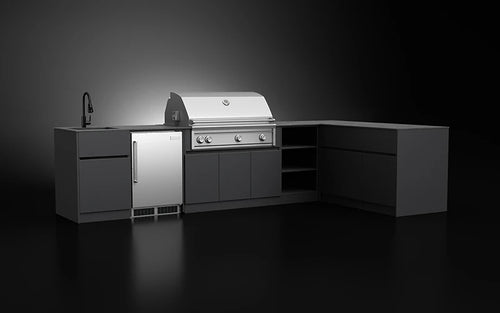 Forge Outdoor Host 3.7m by 2m L-shape aluminium outdoor kitchen in alternative colour