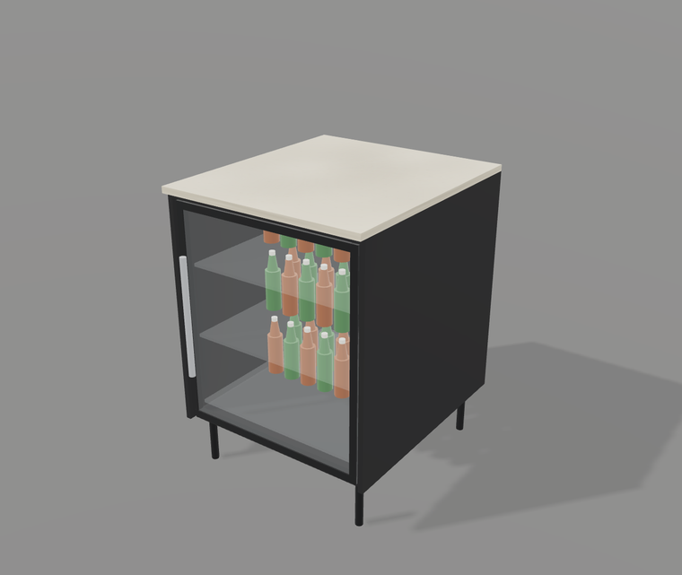 Forge Outdoor Fridge Cabinet FO-F650, 650mm, glass-door outdoor fridge bay in Forge Black with cream sintered stone top