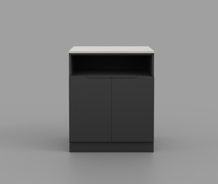 Forge Outdoor Kamado Cabinet FO-K780, 780mm, open niche over two doors with cream sintered stone top