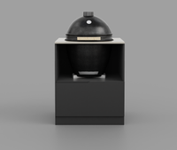 Forge Outdoor Kamado Cabinet FO-K780-ST, 780mm, kamado seated in the round cut-out of the cream sintered stone top